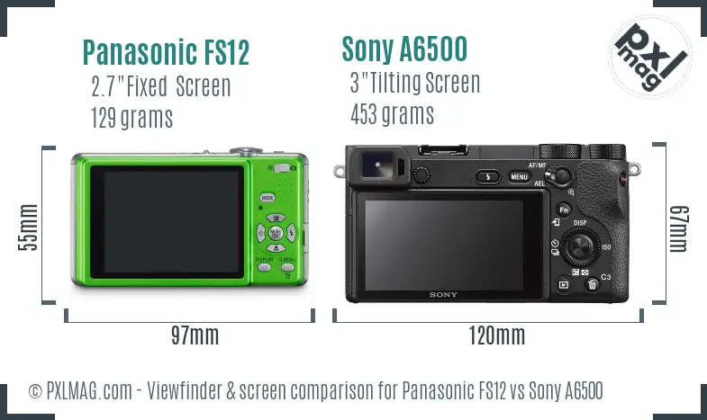 Panasonic FS12 vs Sony A6500 Screen and Viewfinder comparison