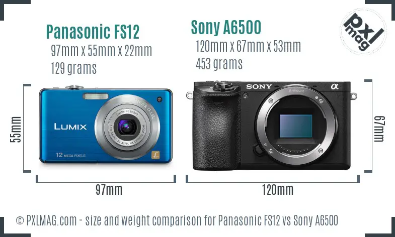 Panasonic FS12 vs Sony A6500 size comparison