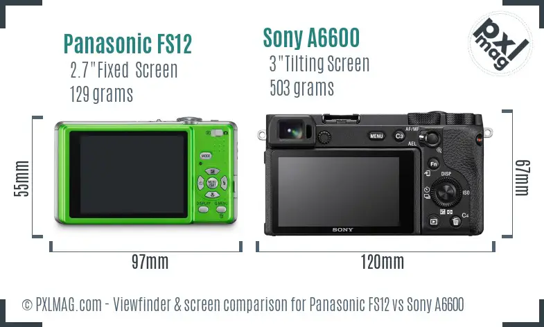 Panasonic FS12 vs Sony A6600 Screen and Viewfinder comparison