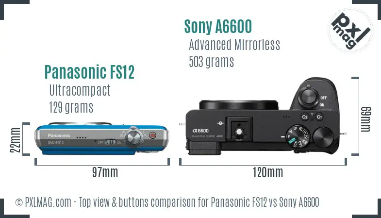 Panasonic FS12 vs Sony A6600 top view buttons comparison