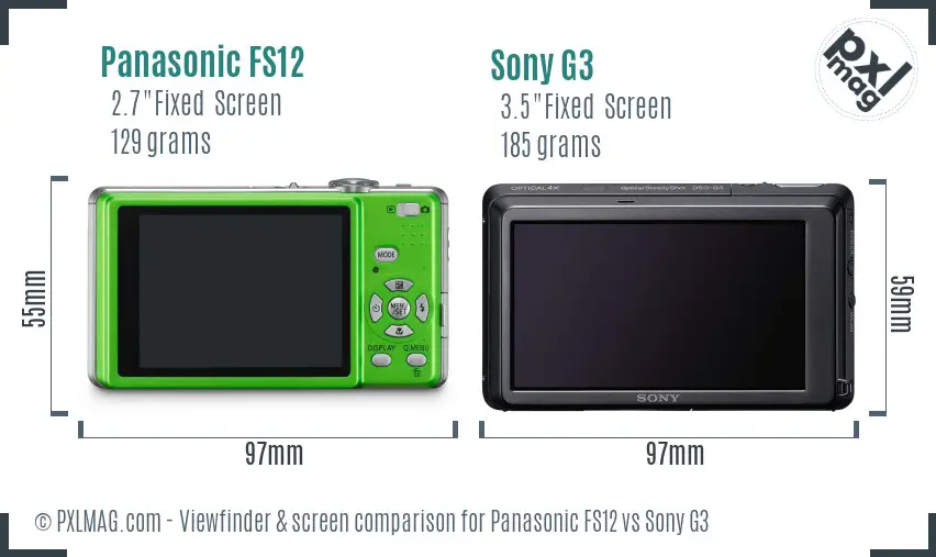 Panasonic FS12 vs Sony G3 Screen and Viewfinder comparison