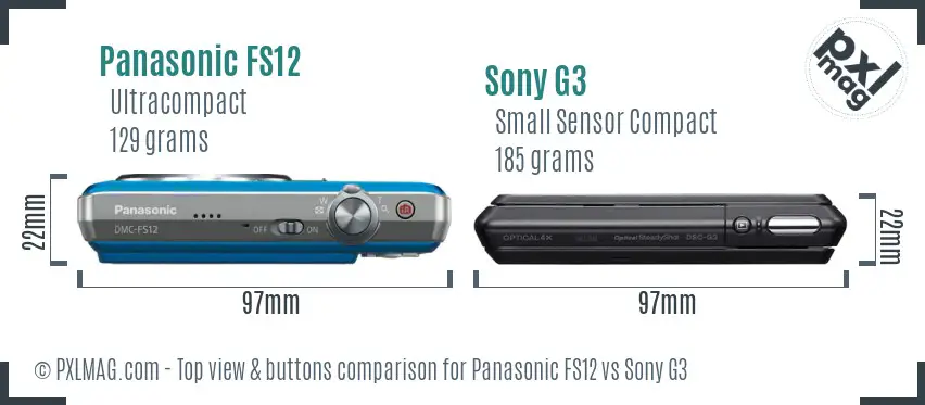 Panasonic FS12 vs Sony G3 top view buttons comparison