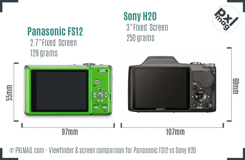 Panasonic FS12 vs Sony H20 Screen and Viewfinder comparison