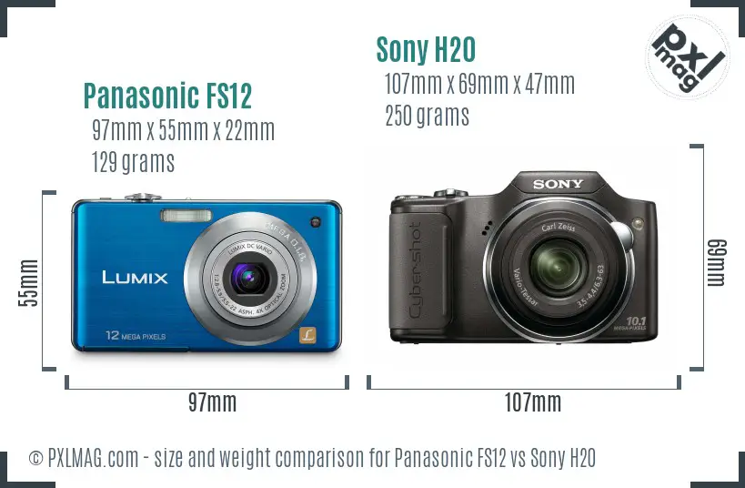 Panasonic FS12 vs Sony H20 size comparison