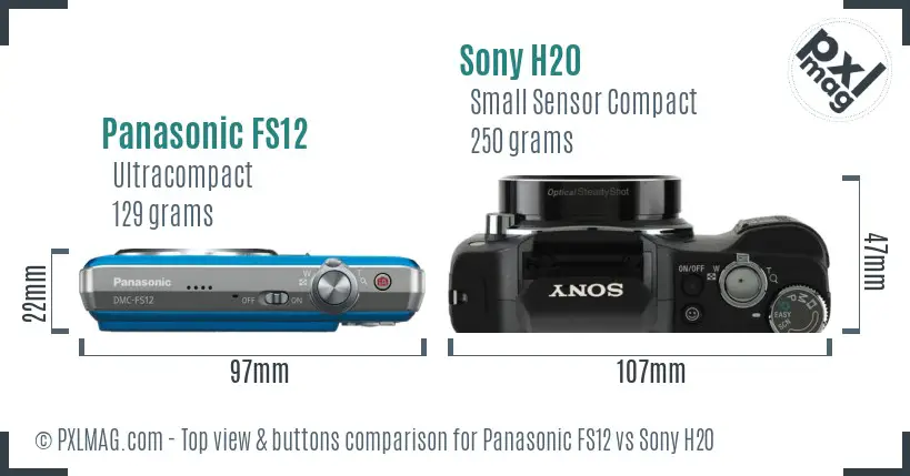 Panasonic FS12 vs Sony H20 top view buttons comparison
