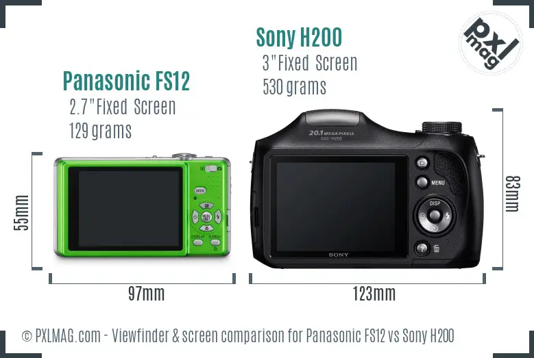 Panasonic FS12 vs Sony H200 Screen and Viewfinder comparison