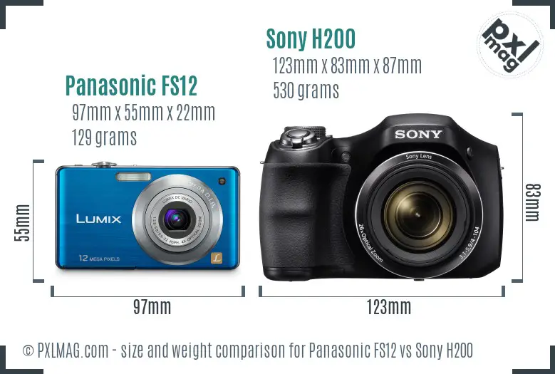 Panasonic FS12 vs Sony H200 size comparison