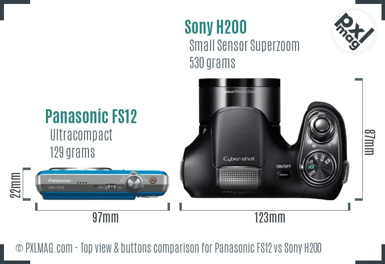 Panasonic FS12 vs Sony H200 top view buttons comparison