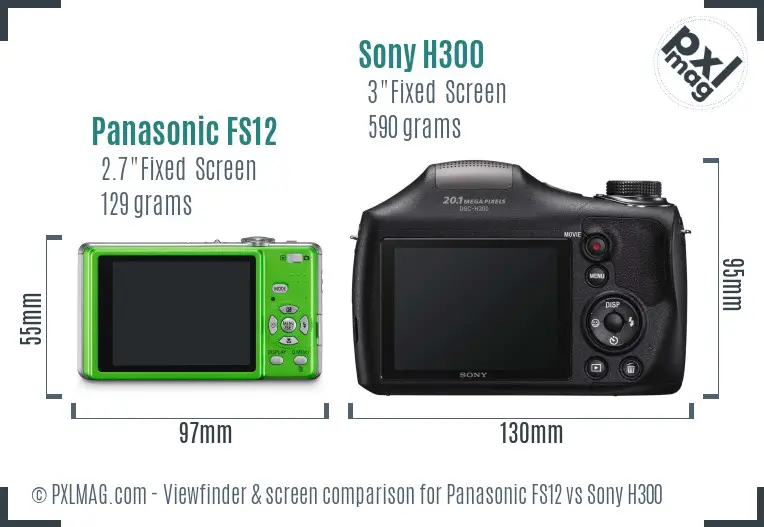 Panasonic FS12 vs Sony H300 Screen and Viewfinder comparison