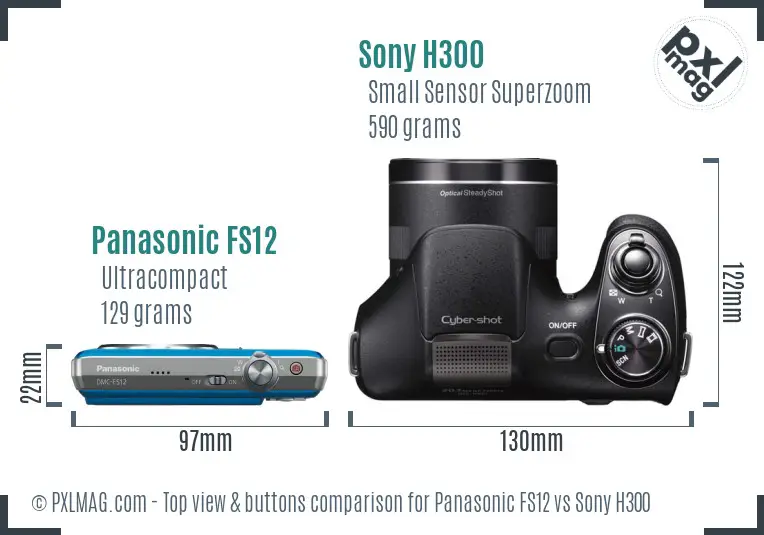 Panasonic FS12 vs Sony H300 top view buttons comparison
