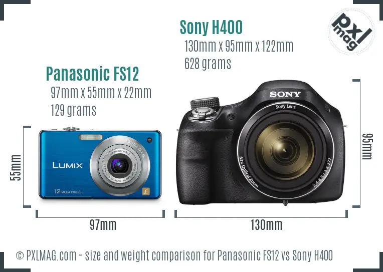 Panasonic FS12 vs Sony H400 size comparison