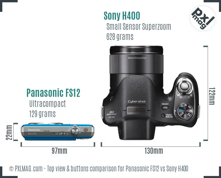 Panasonic FS12 vs Sony H400 top view buttons comparison
