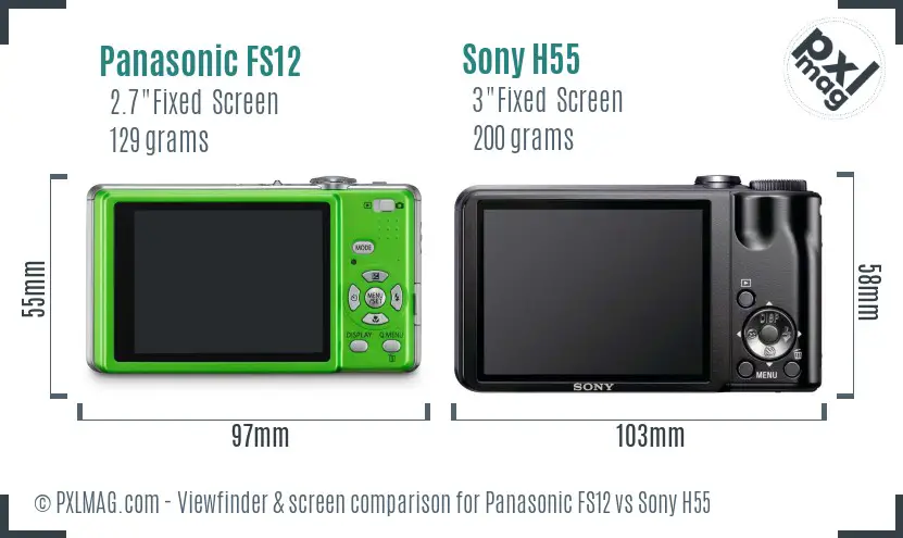 Panasonic FS12 vs Sony H55 Screen and Viewfinder comparison