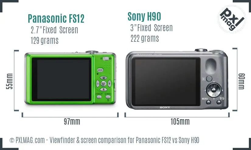 Panasonic FS12 vs Sony H90 Screen and Viewfinder comparison