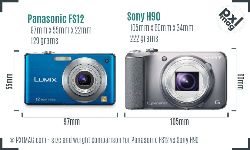 Panasonic FS12 vs Sony H90 size comparison