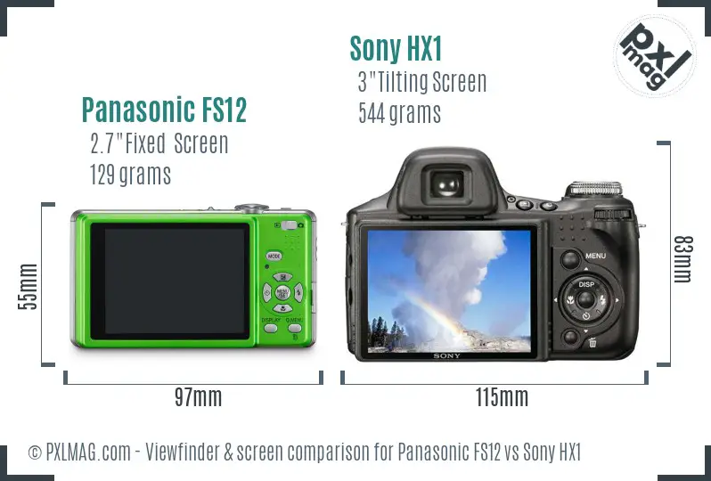 Panasonic FS12 vs Sony HX1 Screen and Viewfinder comparison