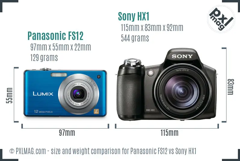 Panasonic FS12 vs Sony HX1 size comparison