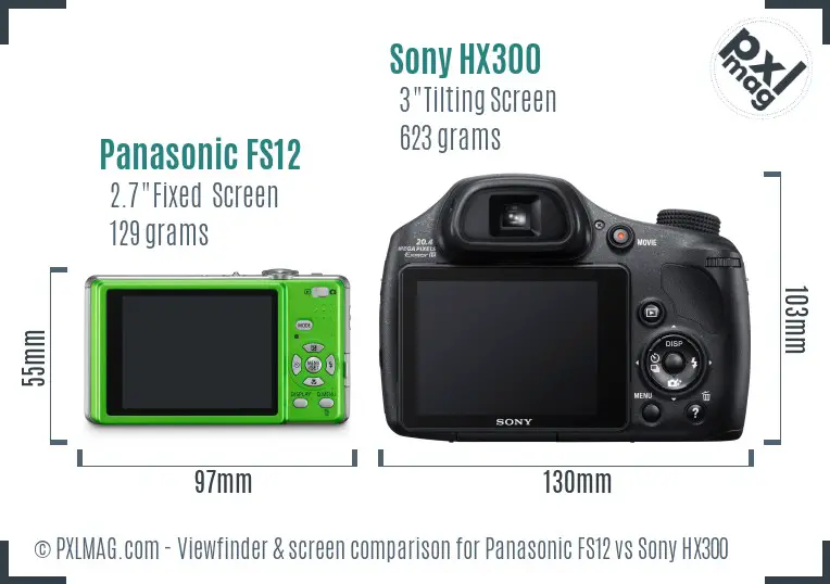 Panasonic FS12 vs Sony HX300 Screen and Viewfinder comparison