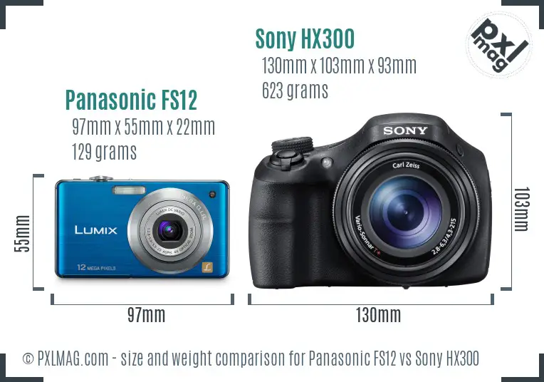 Panasonic FS12 vs Sony HX300 size comparison