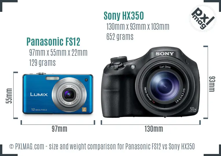 Panasonic FS12 vs Sony HX350 size comparison
