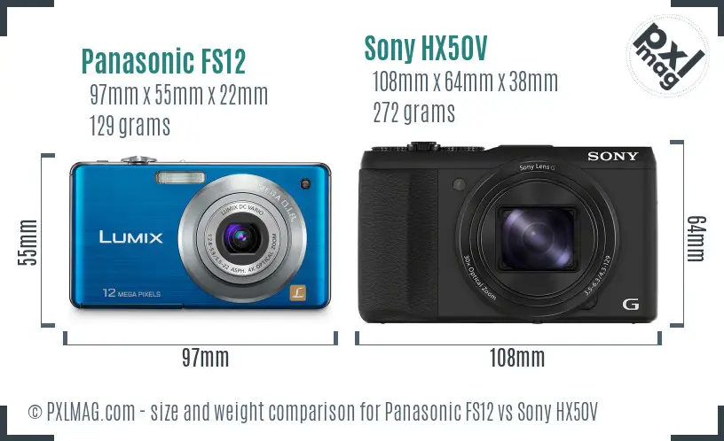 Panasonic FS12 vs Sony HX50V size comparison