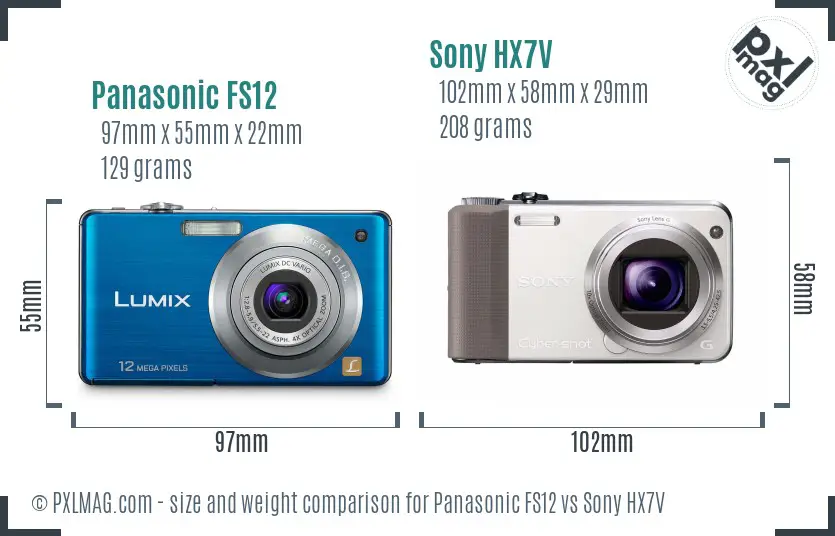 Panasonic FS12 vs Sony HX7V size comparison