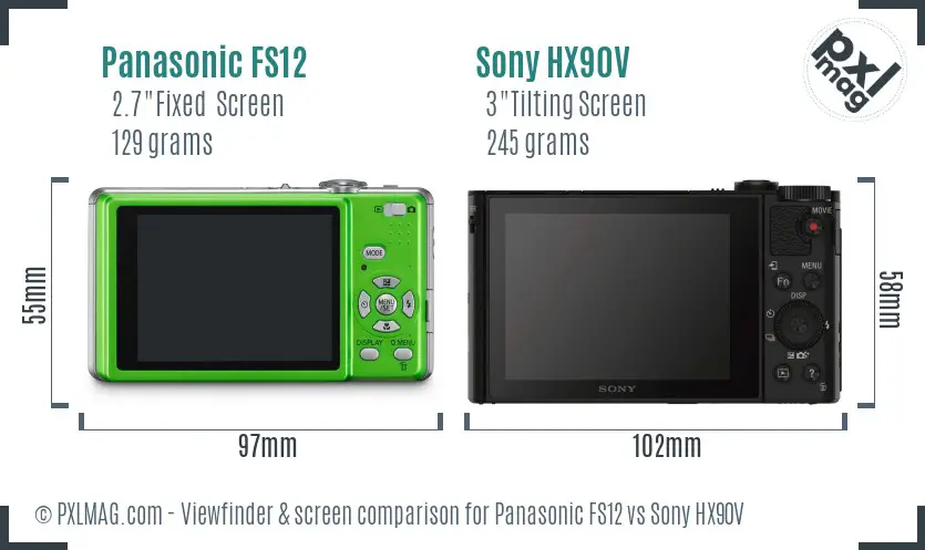 Panasonic FS12 vs Sony HX90V Screen and Viewfinder comparison