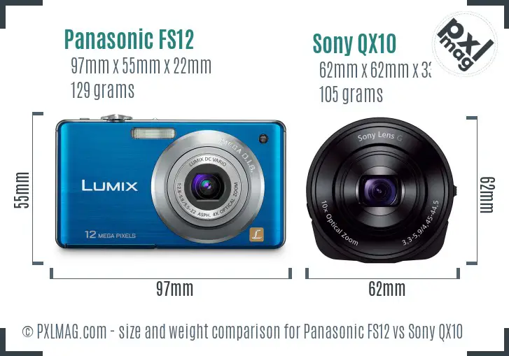 Panasonic FS12 vs Sony QX10 size comparison