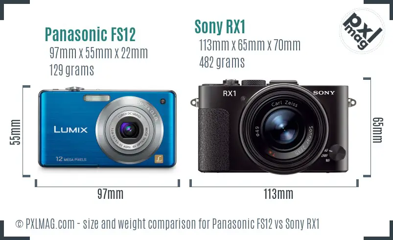 Panasonic FS12 vs Sony RX1 size comparison