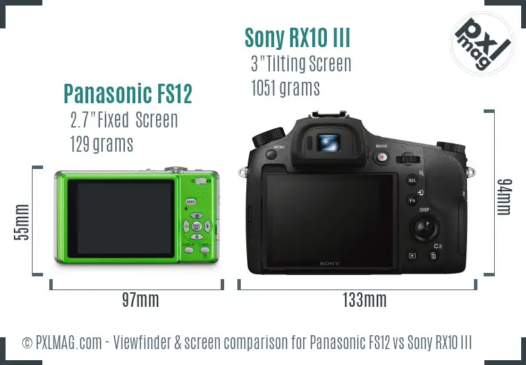 Panasonic FS12 vs Sony RX10 III Screen and Viewfinder comparison