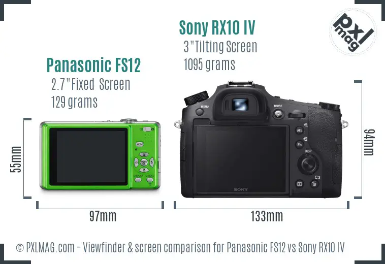Panasonic FS12 vs Sony RX10 IV Screen and Viewfinder comparison