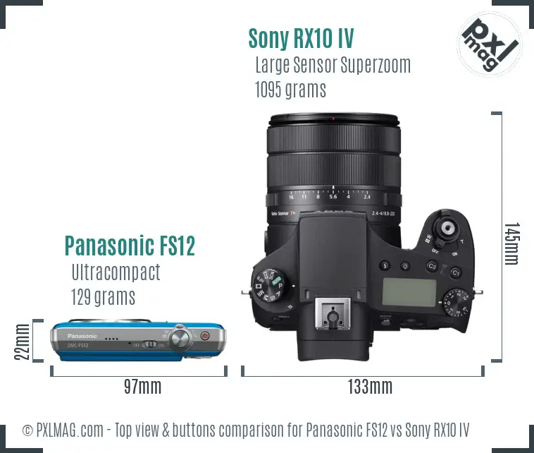 Panasonic FS12 vs Sony RX10 IV top view buttons comparison