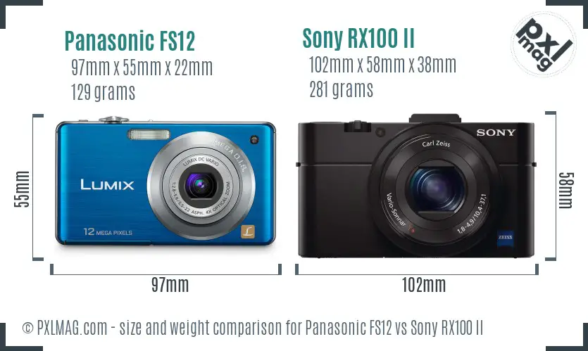 Panasonic FS12 vs Sony RX100 II size comparison