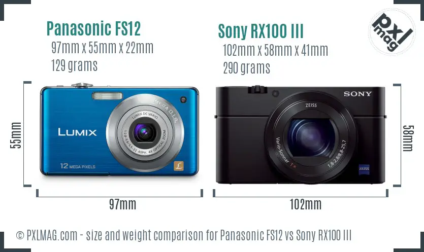 Panasonic FS12 vs Sony RX100 III size comparison