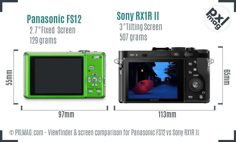 Panasonic FS12 vs Sony RX1R II Screen and Viewfinder comparison