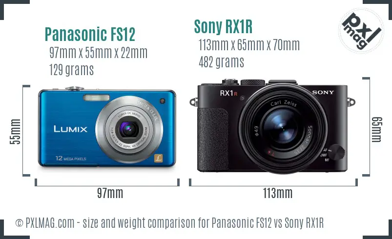 Panasonic FS12 vs Sony RX1R size comparison