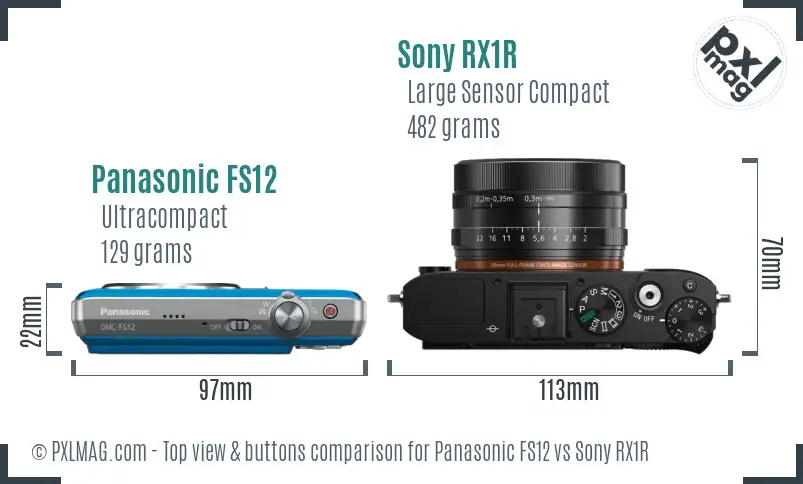 Panasonic FS12 vs Sony RX1R top view buttons comparison