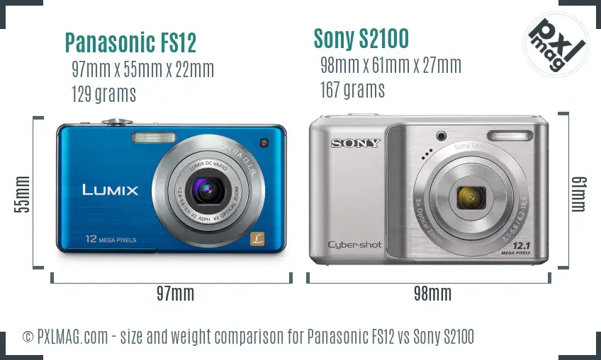 Panasonic FS12 vs Sony S2100 size comparison