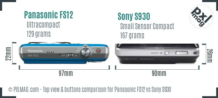 Panasonic FS12 vs Sony S930 top view buttons comparison