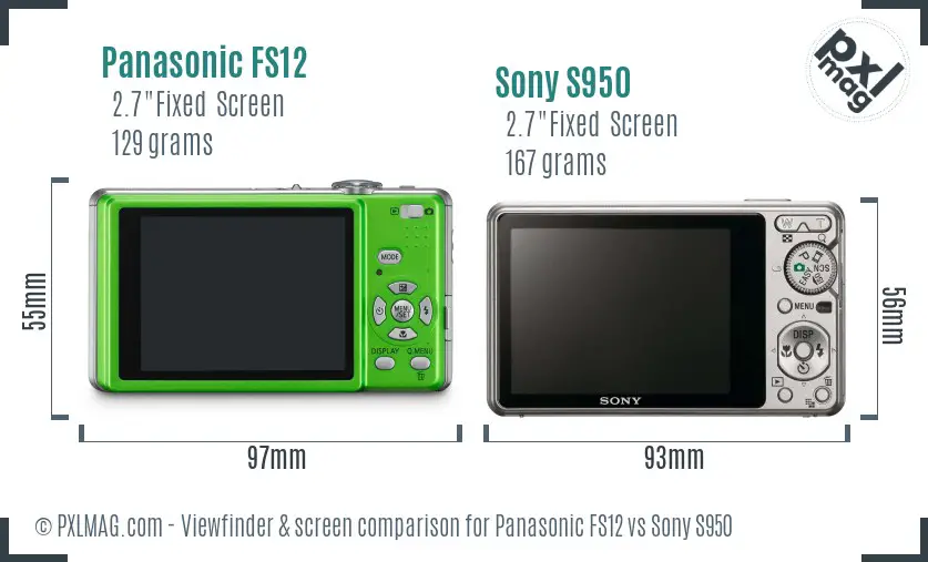 Panasonic FS12 vs Sony S950 Screen and Viewfinder comparison