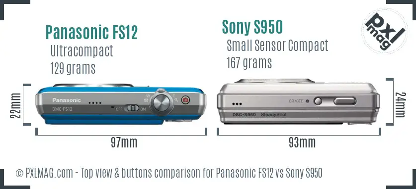 Panasonic FS12 vs Sony S950 top view buttons comparison