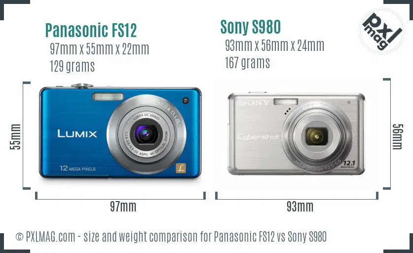 Panasonic FS12 vs Sony S980 size comparison