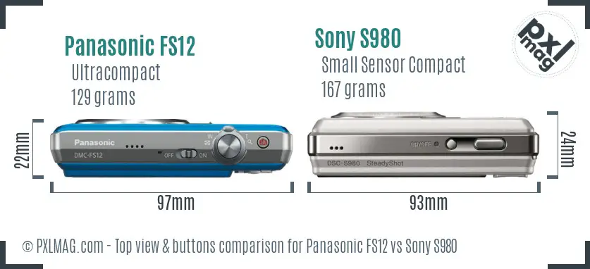 Panasonic FS12 vs Sony S980 top view buttons comparison