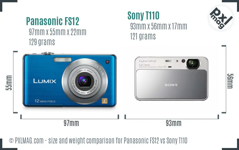 Panasonic FS12 vs Sony T110 size comparison