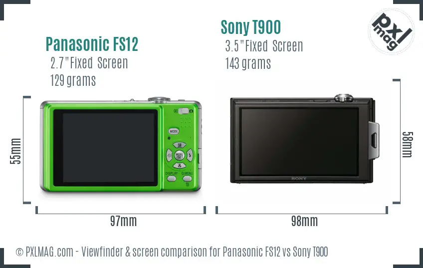 Panasonic FS12 vs Sony T900 Screen and Viewfinder comparison