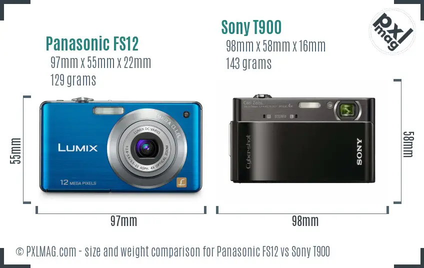 Panasonic FS12 vs Sony T900 size comparison