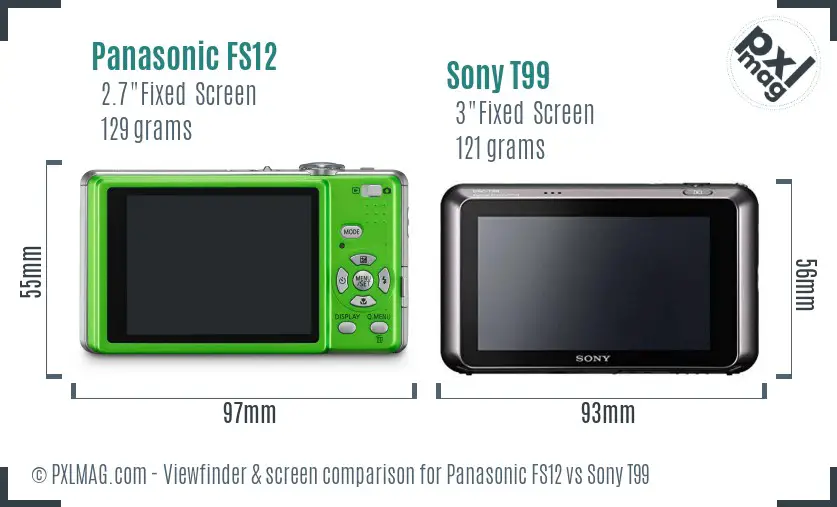 Panasonic FS12 vs Sony T99 Screen and Viewfinder comparison