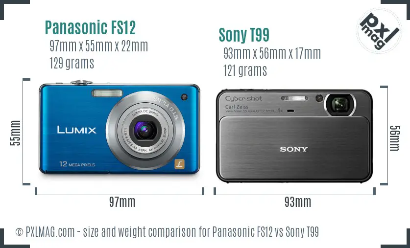 Panasonic FS12 vs Sony T99 size comparison