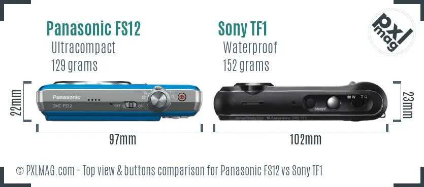 Panasonic FS12 vs Sony TF1 top view buttons comparison