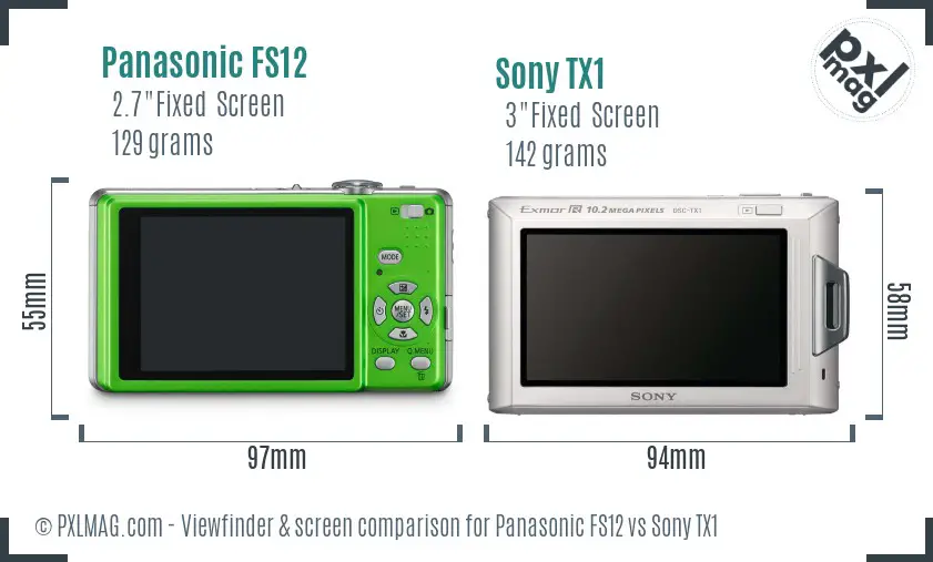 Panasonic FS12 vs Sony TX1 Screen and Viewfinder comparison
